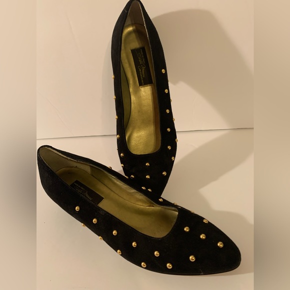 Sesto Meucci Shoes - Little black suede gold beaded dress shoe/7B